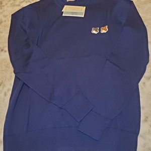 Maison Kitsune R-Neck Pullover in Navy